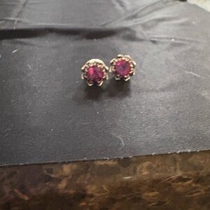 King Baby Studio Crowned Pink Topaz Earrings